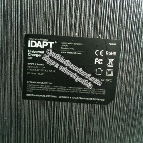 Custom Adhesive Matt Black PET Waterproof Oilproof Electronic Devices Label