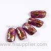 Noble Pulple Painting Salon Fake Nails Glod Flower Glitter Fake Fingernails