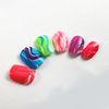 Charming Short Neon Fake Nails Red Plastic Glitter Artificial Nail Art