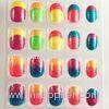 French Style Neon Fake Nails Gradient Full Cover Artificial Nail For Kids