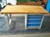 Tool Workshop Stainless Steel Work Bench With Butcher Block Hardwood Bench Top