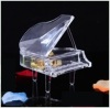MINIATURE HAND WOUND ACRYLIC GRAND PIANO MUSIC BOX