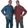 Custom Made fashion mens plaid shirts spread collar in blue / Red