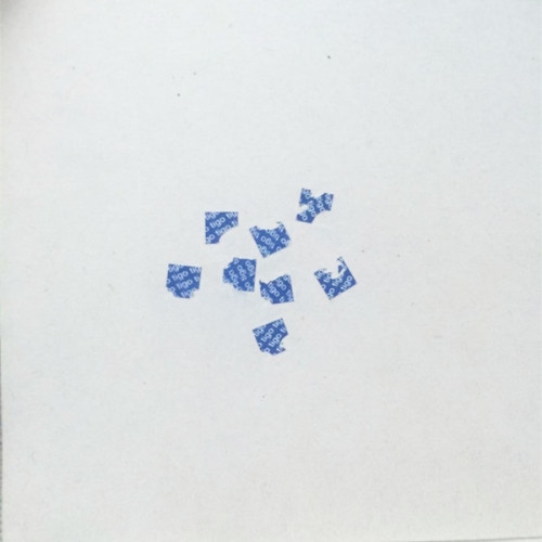 Custom Tiny Destructible Vinyl sticker on sheet 