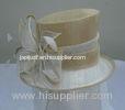 Beige / Ivory Sinamay Ladies Hats Sinamay Leave Wedding With Bow & Feather Trim