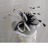 Black / White Ladies Fascinator Hats Feather Trim With 1.3cm Satin Covered Headband