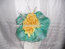 Fashion Sinamay Ladies Fascinator Hats Turquoise / Yellow Silk Flower For Wedding