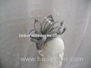 Silver Grey Ladies Fascinator Hats Knotted Stripe Sinamay Flower For Horse Racing