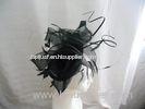 Polyester Crin Ladies Fascinator Hats Black Quill Trim For Horse Racing