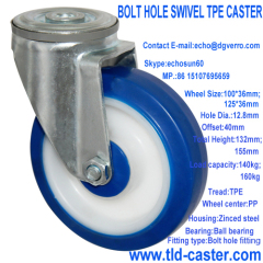 Bolt hole fitting swivel TPE casters