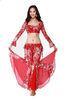 Red Lace Belly Dance Clothes Practice Costumes With Flower Printing For Performance