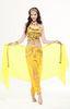 Yellow Chiffon Belly Dance Practice Costumes With Golden Coins , Belly Dancing Wear