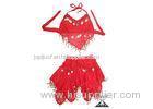 Simple Artificial Silk Girls Belly Dancer Costume / apparel With 2 Layers Coins OEM