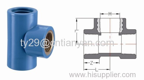 PVC-U THREADED FITTINGS FOR WATER SUPPLY FEMALE TEE WITH BRASS