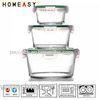 PP Lid Round Pyrex Glass Container Set With FDA , LFGB And SGS