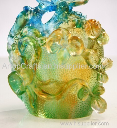 Crystal Ornaments--------Liu li Orchid Pen Holder