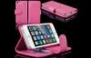 Pink Mobile Phone Shells , iPhone 5S Leather Wallet Cell Phone Case