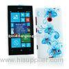 Blue Floral Plastic & Soft Silicone Nokia Mobile Phone Cover , Nokia Lumia 520 Case