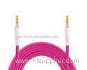 High Speed Pink Flat Auxiliary Cable 1M , Audio Speaker Cables