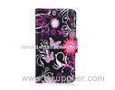 Printing Pink Butterfly Leather Cell Phone Wallet Huawei g610 , y210 Cases with Stand