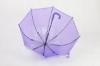 Purple Girls PVC Clear Plastic Umbrella Dome With J Shape And Hand Open