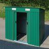 8x4 Easy Build Metal Pent Shed With Double Sliding Door , Green / Grey / Cream