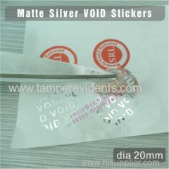 Custom Matte Silver Tamper Proof Vinyl Seal Stickers Security Warranty Calibration VOID Labels Siver VOID Sticker