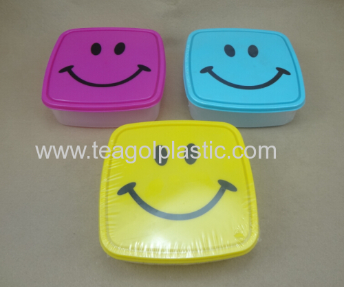 Square lunch box with happy face plastic