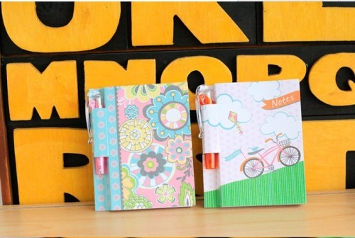 cute pocket blank notebook with pen