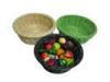Green Rattan Bread Basket Round Shape For Food , Colored Baskets
