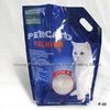 Stand Up Color Printing Pet / Pe Cat Litter Bag With Hard Handle, Clear Window