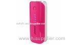 LED lighting 5600mah Pink Custom Power Bank , Portable Battery Backup Power