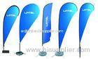 Indoor Blue Teardrop Flying Banner Stand For Advertising , Sail Feather Flags