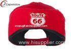 Red Route 66 Cotton Baseball Caps with Adjustable Velcrorized Strap Closure