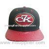 Red Ostrich Leather Peak Snapback Baseball Caps With 3D Embroidery