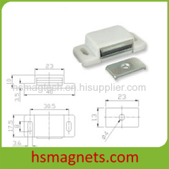 White Permanent Block Neodymium Magnet Magnetic Door Catcher Assembly