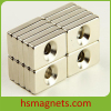 Strong block neodymium magnet with countersunk hole