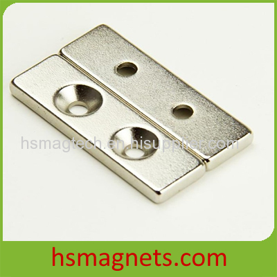 Rare Earth NdFeB Countersunk Block Magnet For Sale