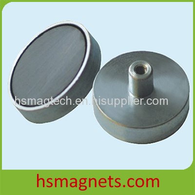 Feamale Threaded Sintered Hard Ferrite / Ceramic Pot Magnet