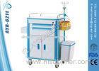 Hospital Plastic Medical Emergency Trolley With Drawers And Defibrillator