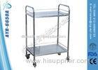 Movable 304 Stainless Steel Medical Trolleys Hospital Instrument With Two Tiers