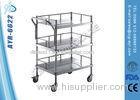 4 Slient Wheels Medical Trolleys 304 Stainless Steel Hospital Instrument