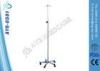 Hospital Accessories Height Adjustable Stainless Steel IV Pole With Wheels For Bed