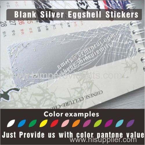 Self Adhesive Silver Ultra Destructible Vinyl Labels Silver Tamper Evident UDV Labels Silver Eggshell Graffiti Sticker