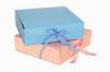 Hot Stamping Small Blue Folding Magnetic Closure Gift Box For Candy , Tea