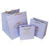 Luxury Oil Printing Purple / White Kraft Paper Bags For Clothes With Flat Bottom