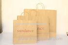 Reusable Coloured Large Brown Kraft Paper Bags With Handles / Logo Printed