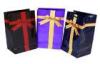 Custom Recycled Purple Glossy Finish Paper Wine Bags Double Face Satin