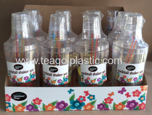 11 Piece cocktail shaker set plastic