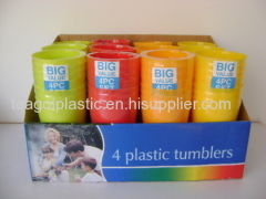 4PK colored plastic tumblers in display box packing
